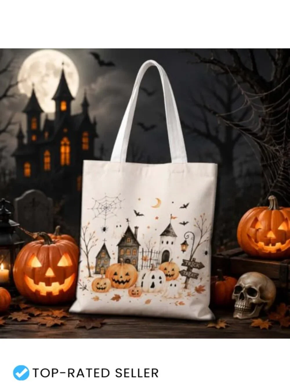 Halloween Ghost Tote Bag Women 15x15.4 inch Shoulder Handbag Pumpkin